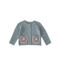 Collier rond d'enfants Sweater Cardigan main Crochet fleur Hollow manteau de poche