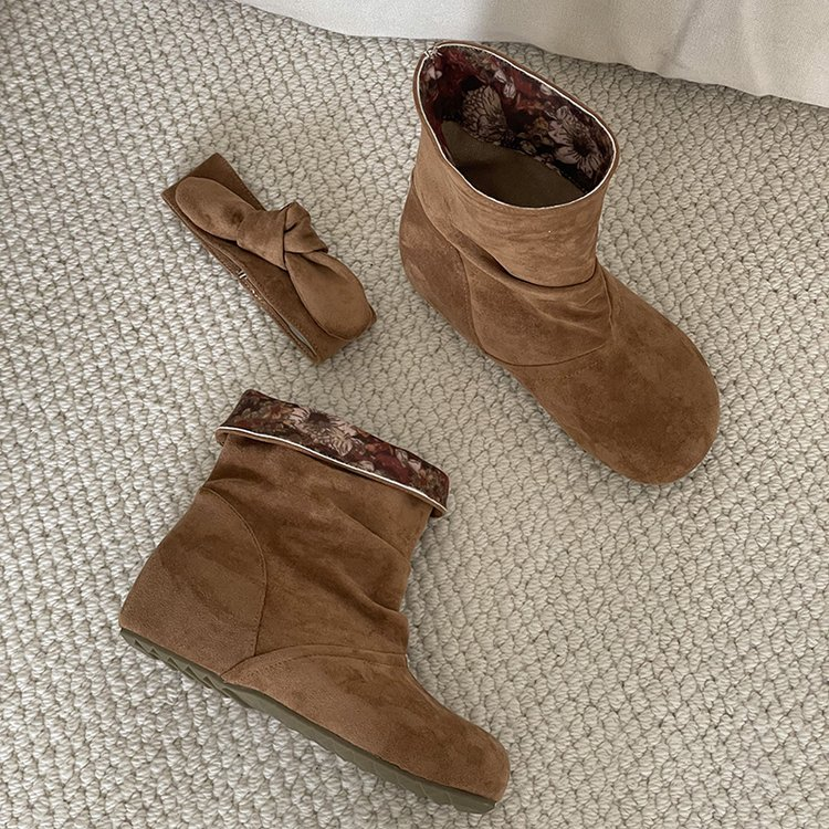 Bottes de cheville à louches femmes orteils ronds doux Suede intérieur Gedge Bottes courtes