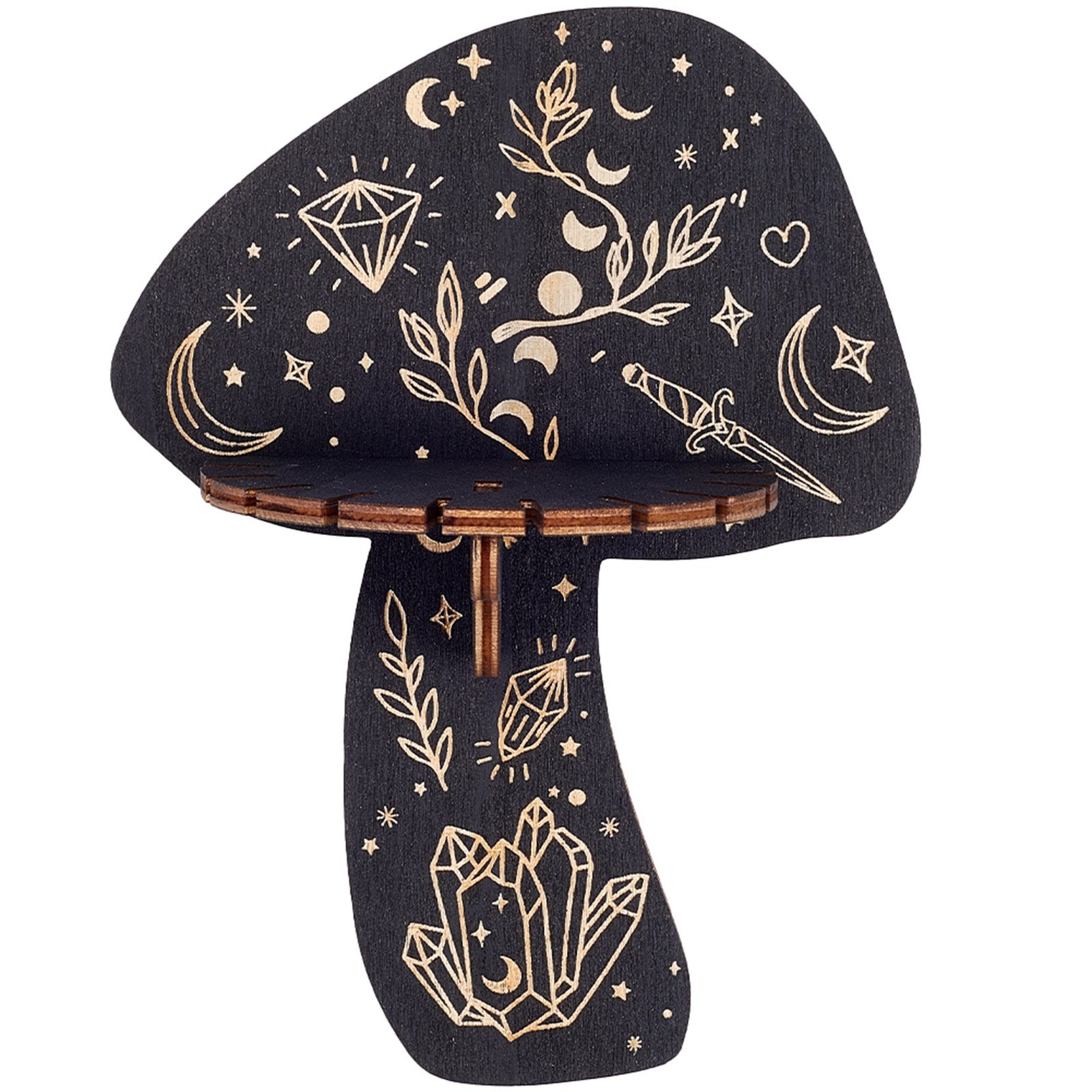 Porte pendule en bois de champignons