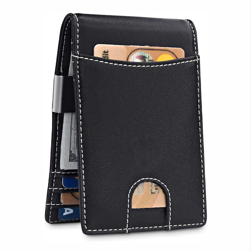 Porte-cartes en cuir pur Rfid Hommes antivol Swiping Amazon