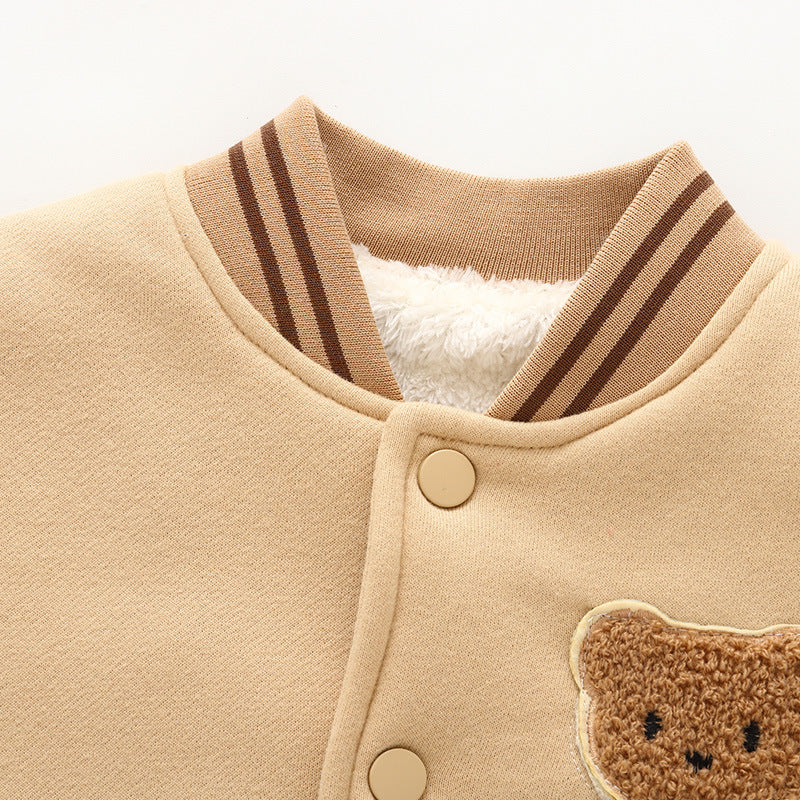 Manteau de baseball uniforme en coton doublé de polaire