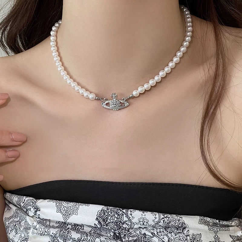 Femmes Perle Collier Niche High End Design Élégant Collier Chaîne Mode Chandail Col J