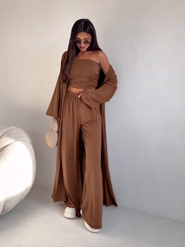 Cross Border European and American Style Women's Fashion Casual Loose Three Piece Set longue