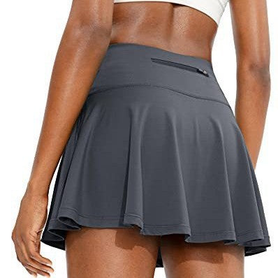 Couche de base nue Fitness antidérapant Yoga plissé Jupe Midi Badminton Sports Bac de danse