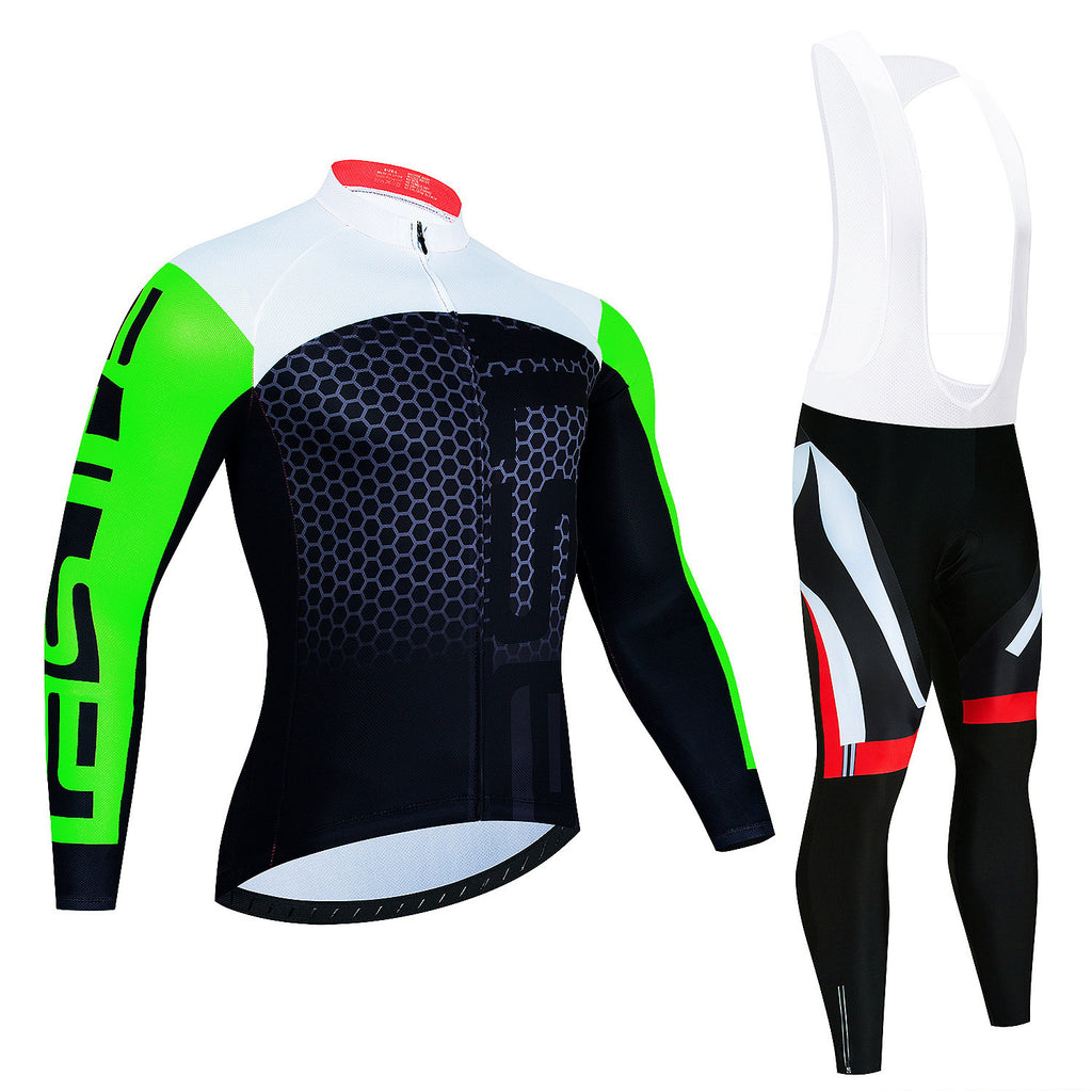 Haut de manches longues du Jersey d'équitation pour hommes et pantalons Wicking Suspender vélo respirant