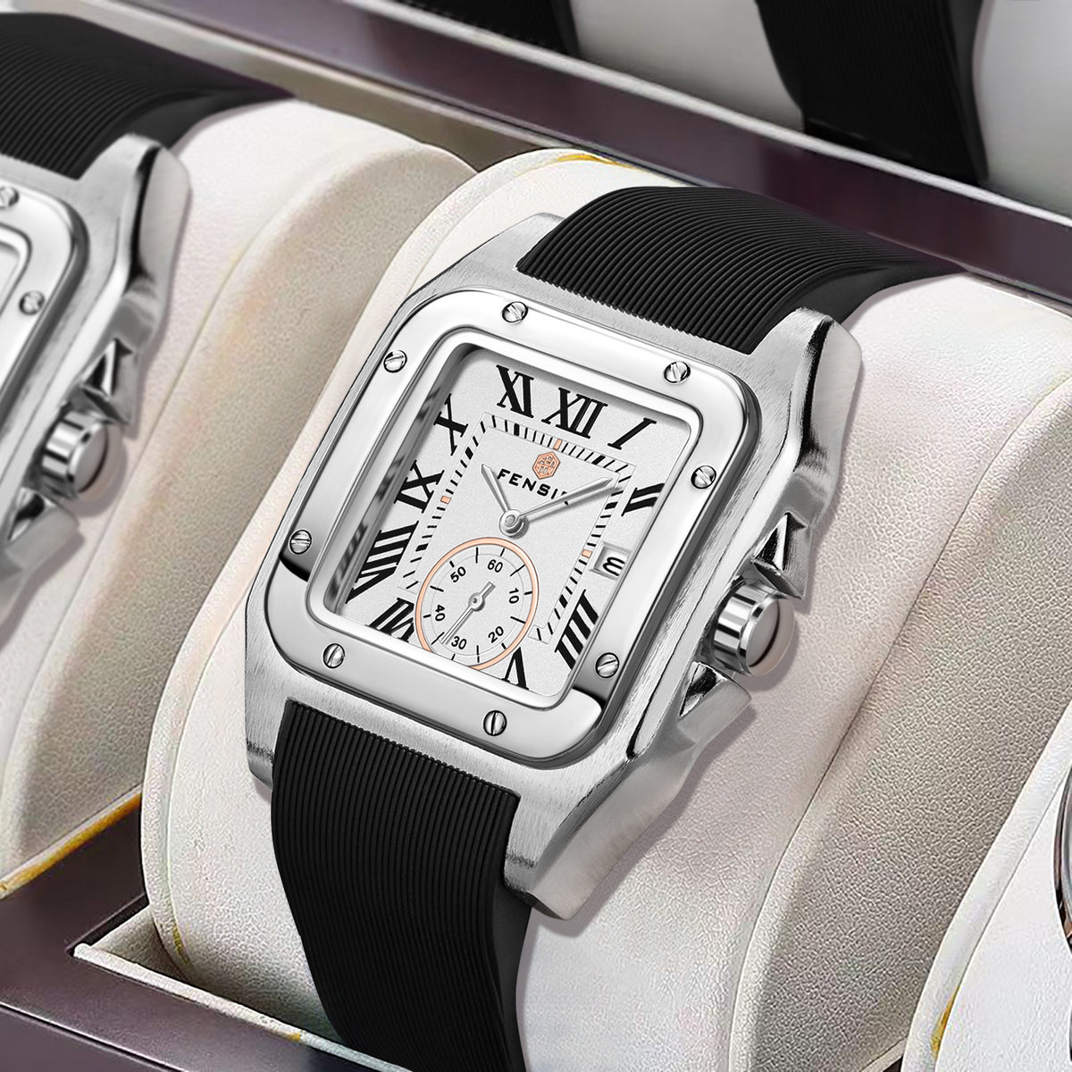 Versatile Retro Square Men's Watch with Calendar