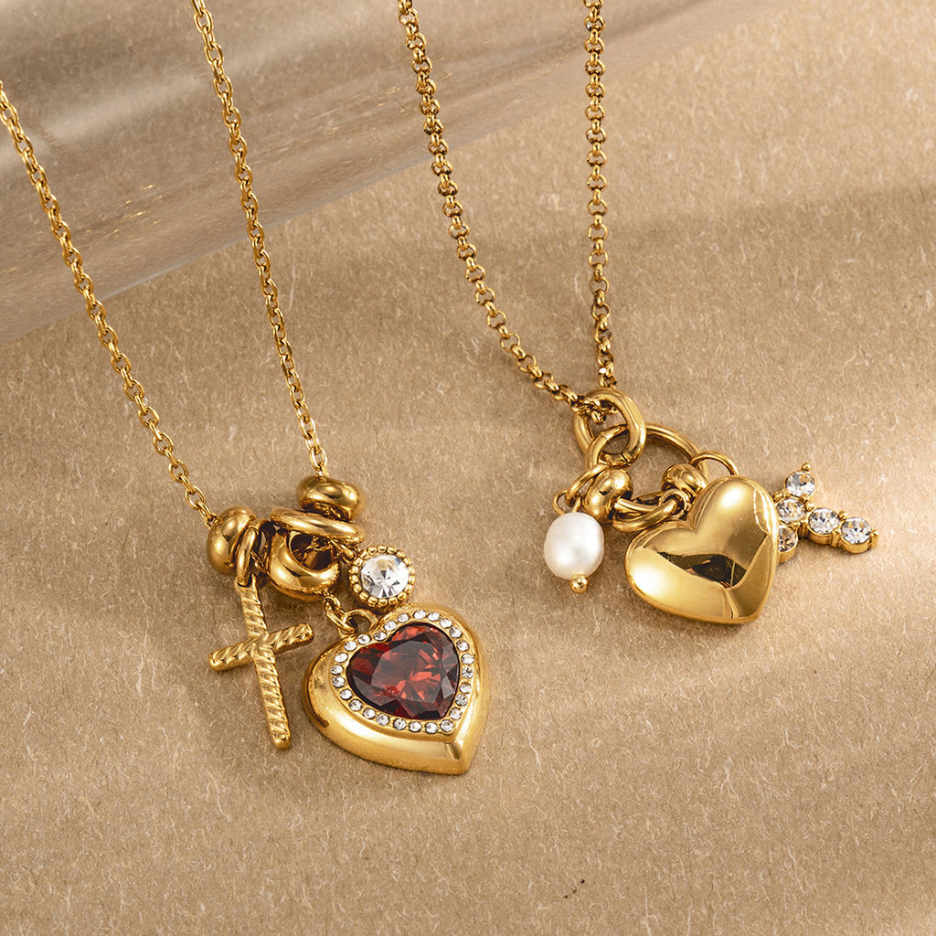 Zircon Love Collier en acier titane