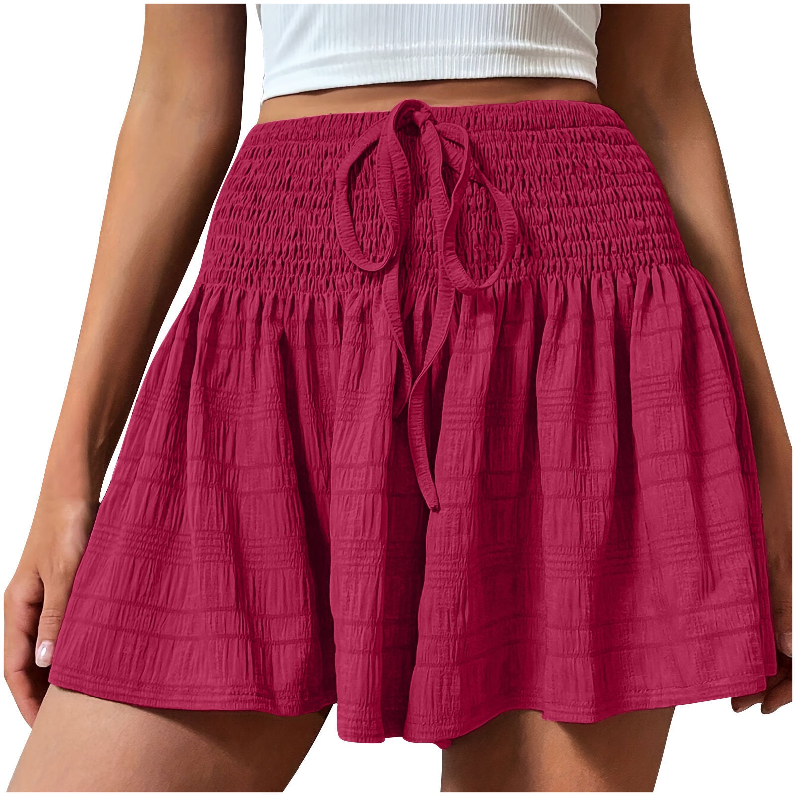 Style européen Femmes S S Stretch taille courte jupe Casual Pantalons Été Mode Solid Couleur D