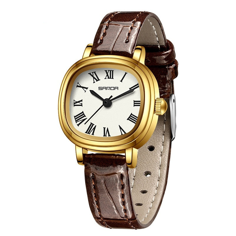 Montre Quartz à échelle romaine carrée féminine