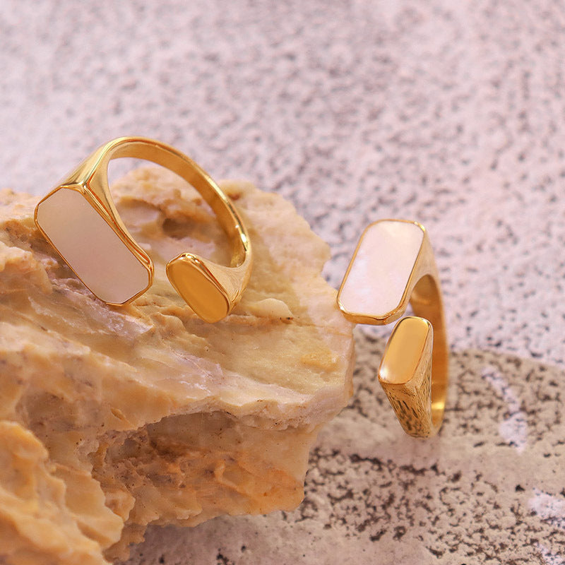 Vintage Mode White Seashell Anneau