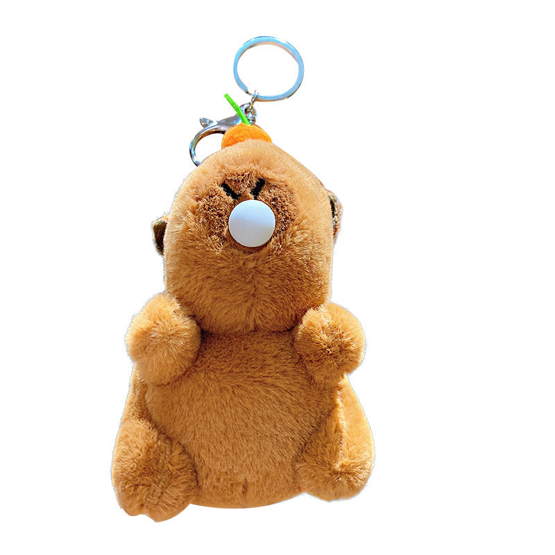 Cartoon Plush Capybara Porte-clés à bulles