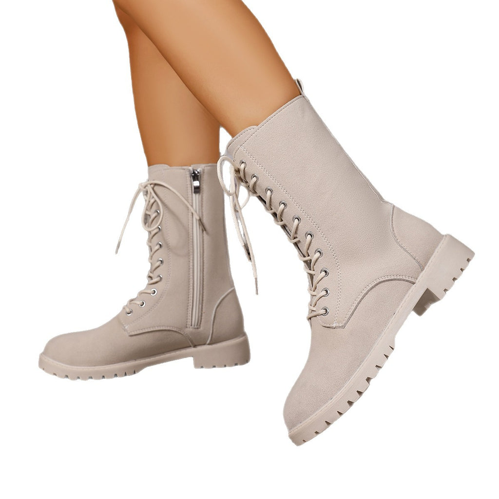 Bottes pour femmes à talons carrés Grand orteil rond Martin Bottes