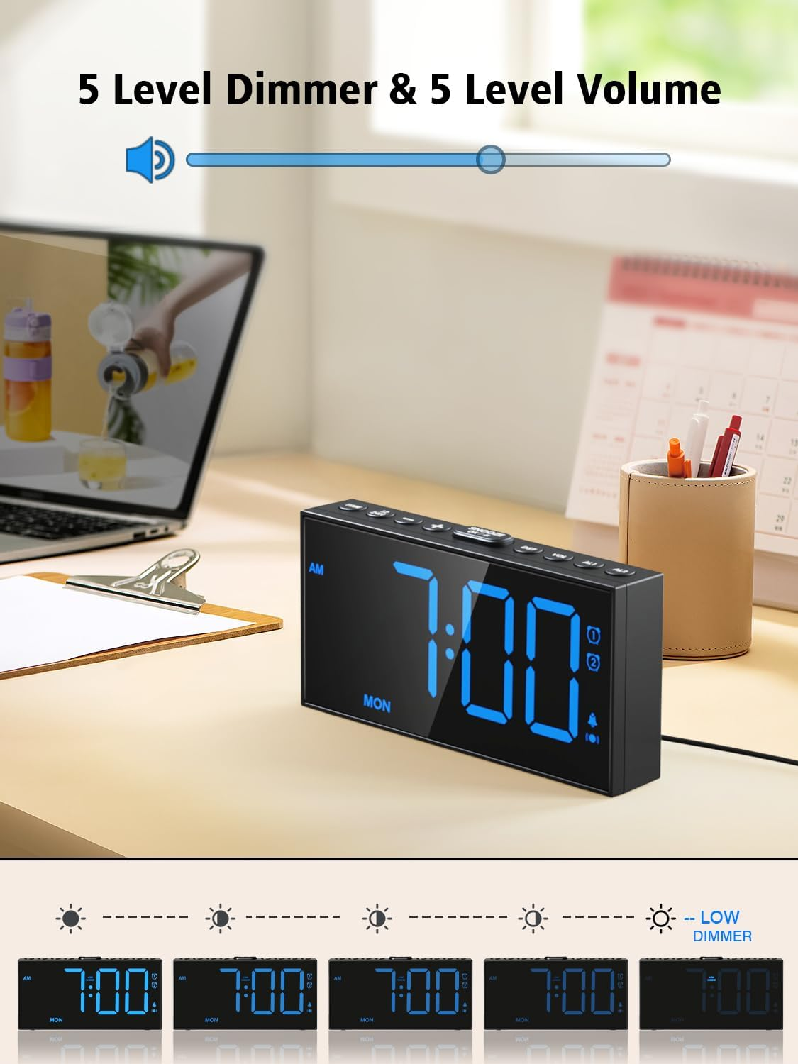 Un réveil de lumière avec un dispositif de vibration de lit