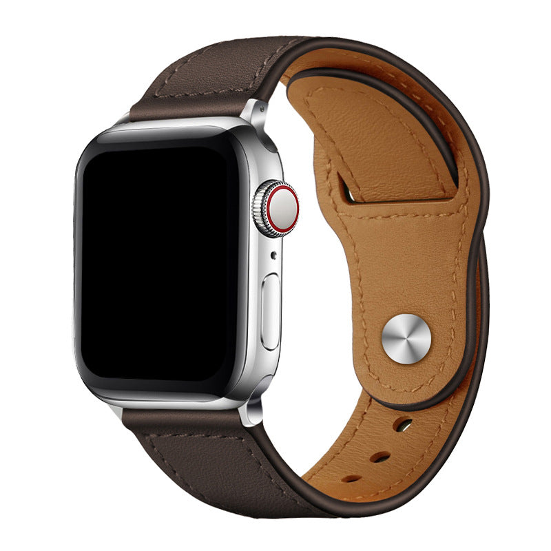 Bracelet de montre en cuir de vache de couleur pure