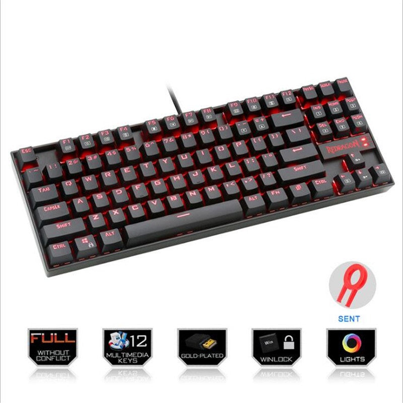 Monochrome Lumineux Câble mécanique E-sports jeu vert Axis clavier