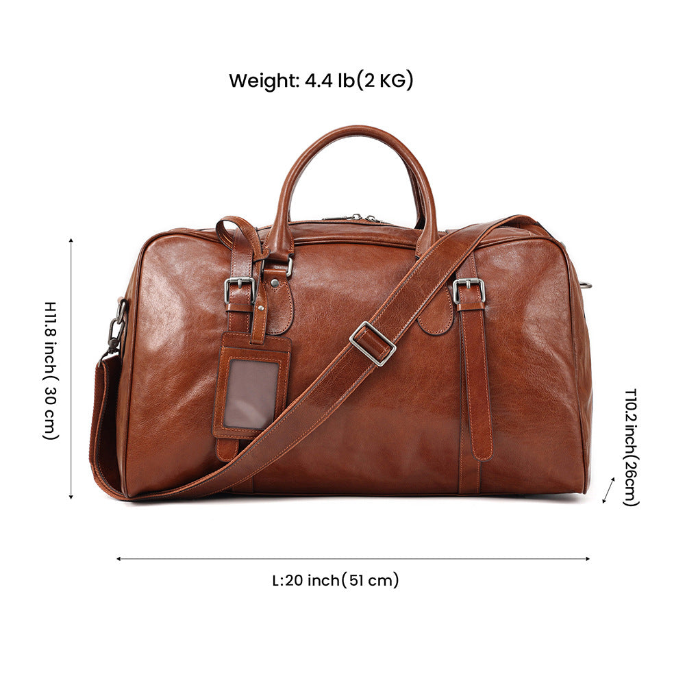 Sac de voyage en cuir d'affaires de courte durée en rétro grande capacité