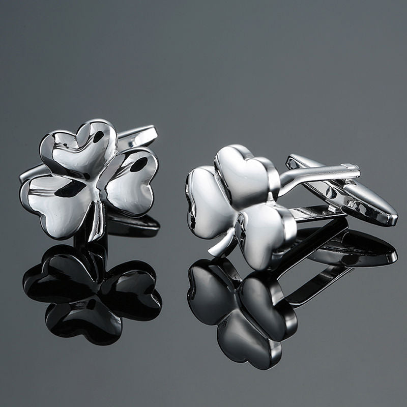 Rose d'herbe Or et Argent Motif Boutons de manchette