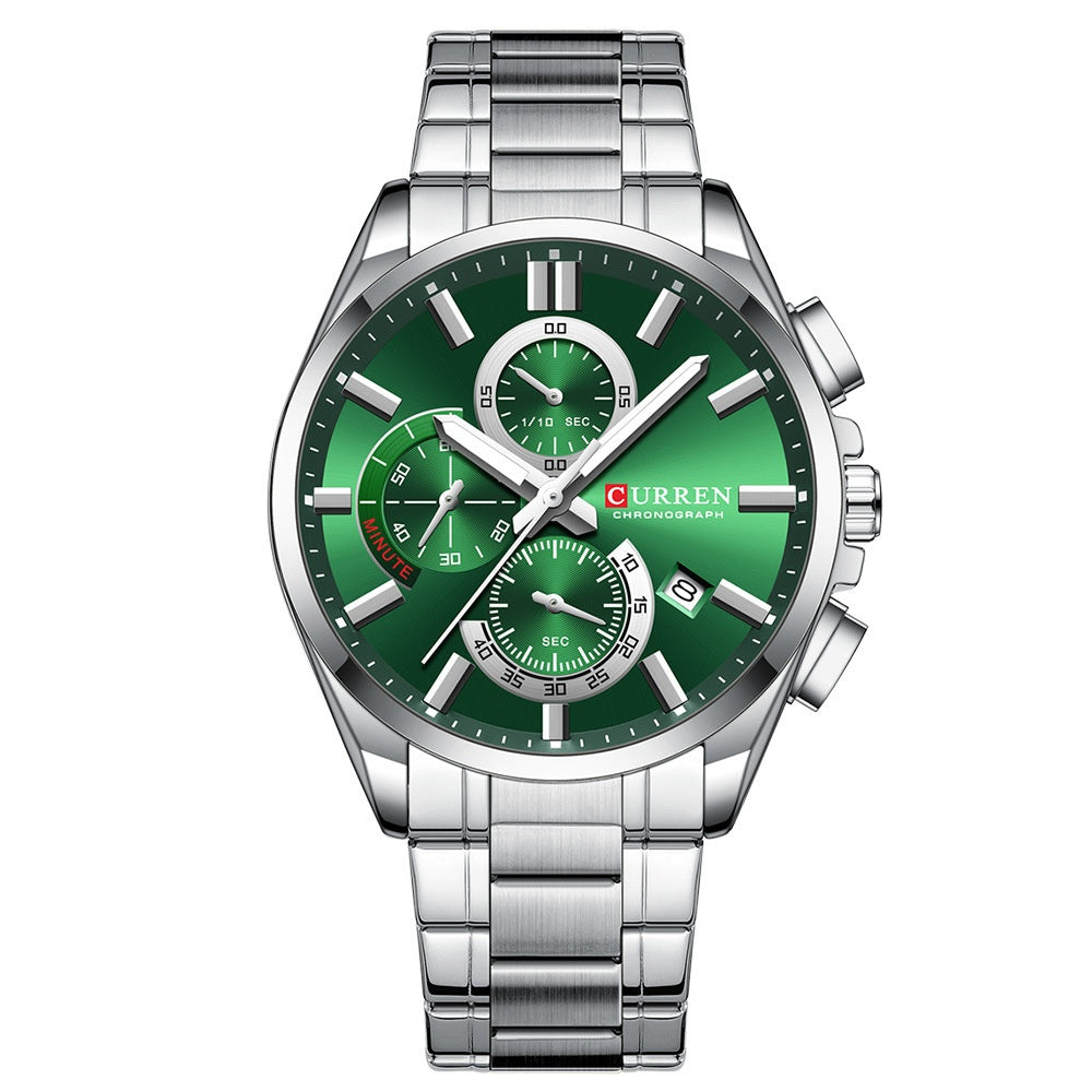 Six-pin waterproof steel watch