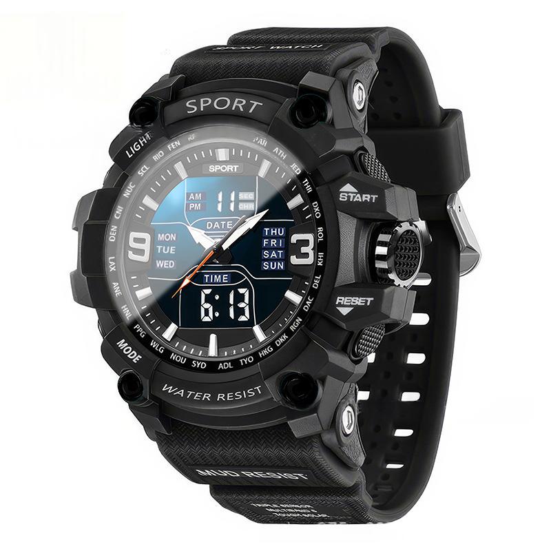 Hommes Tactical Sports Montre électronique imperméable Lumineux et multifonctionnel