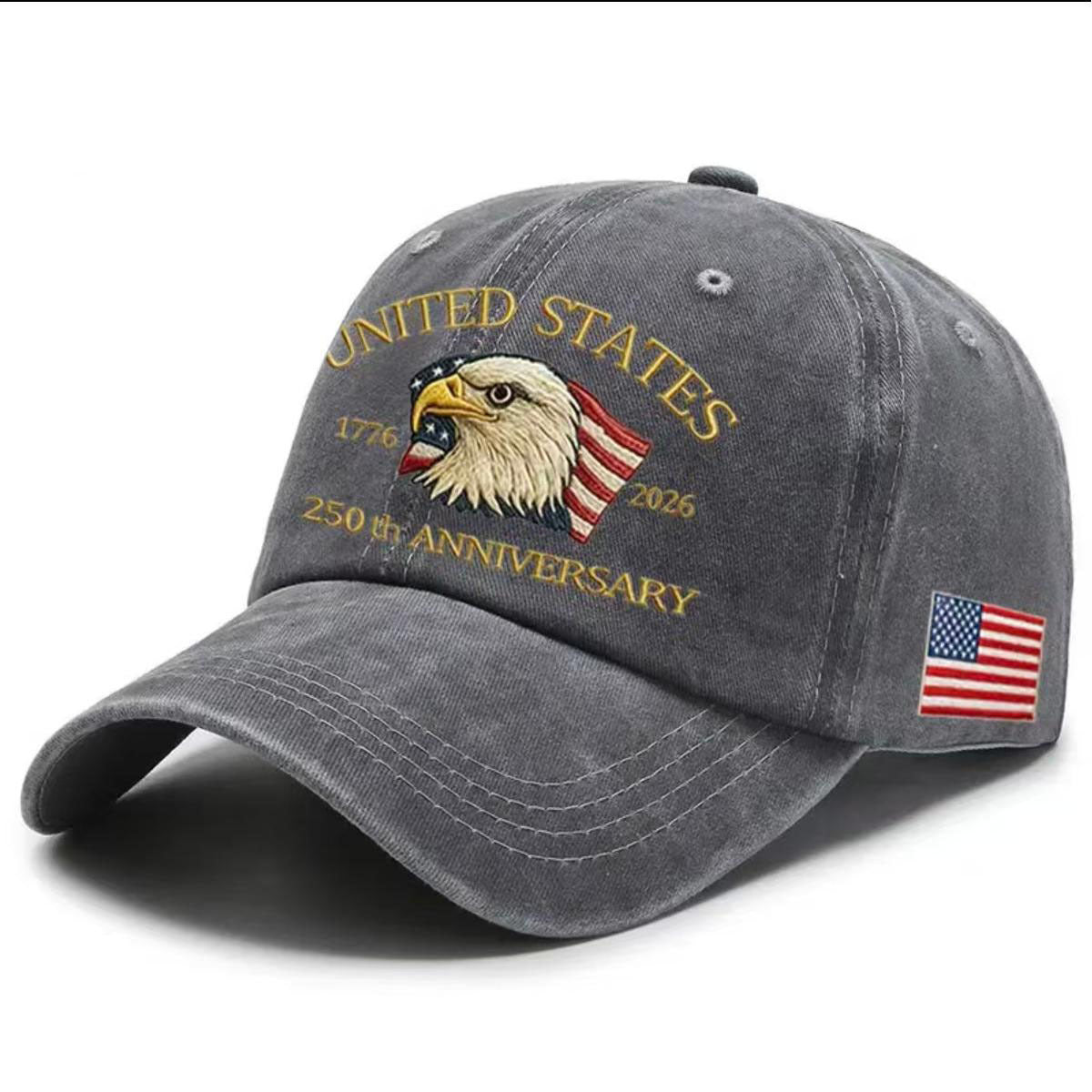 USA Casquette 250ème anniversaire Lavé-Imprimé Chapeau drapeau USA Eagle Baseball Cap Broderie Casual B