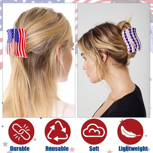 3Pcs American Flag Shaped Claw Clips USA Patriotic 4th Of Juillet Design Hair Accessories Rouge