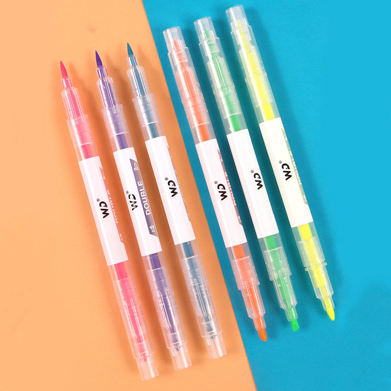 Stylo marqueur à double tête 6 couleurs