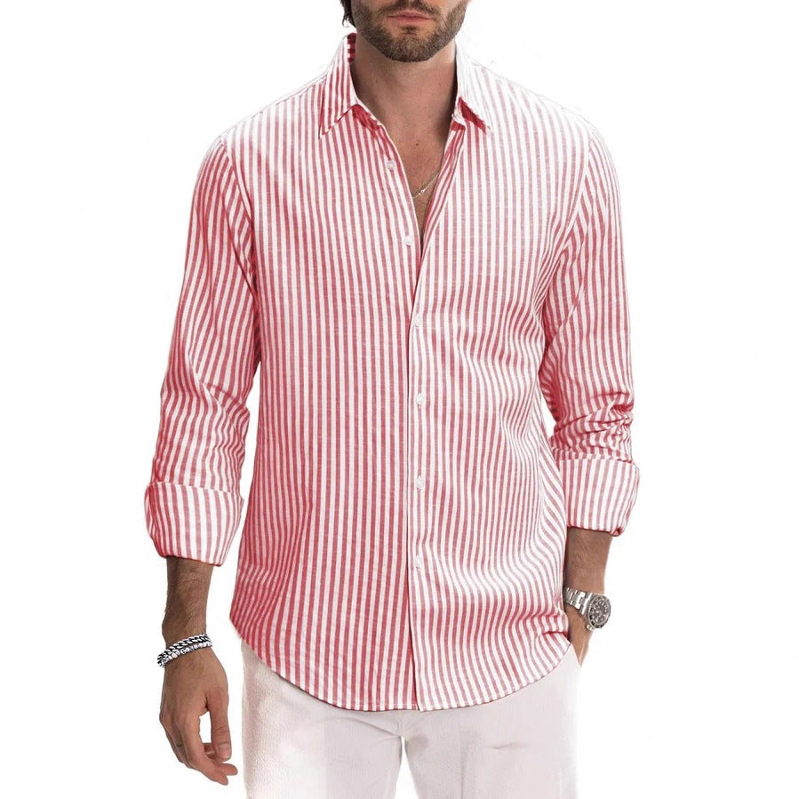 Chemise à rayures à imprimé numérique casual homme