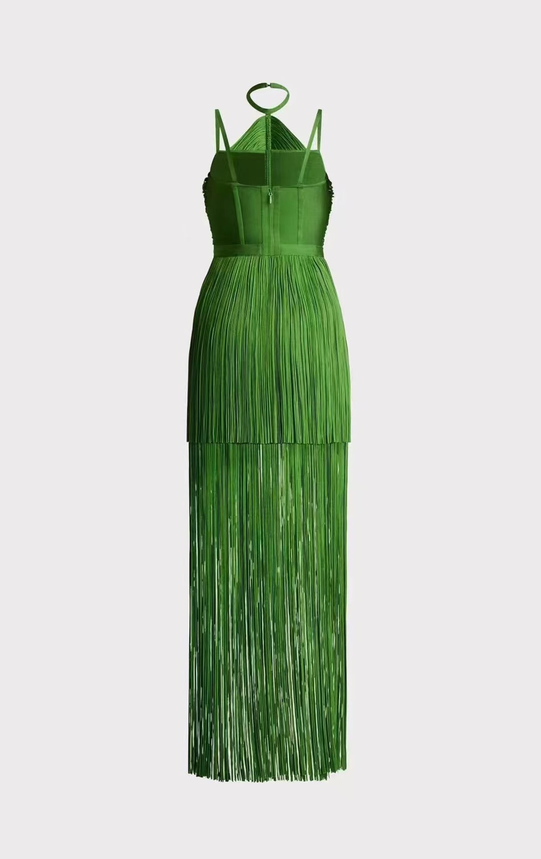 Green Halter Spaghetti Straps Tassel Diner Ball Robe