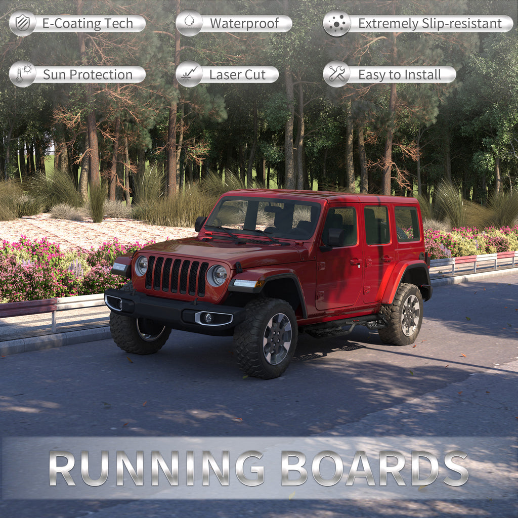 Tables de course en poudre de 6 pouces marches latérales pour 2018- Jeep Wrangler JL 4 Porte