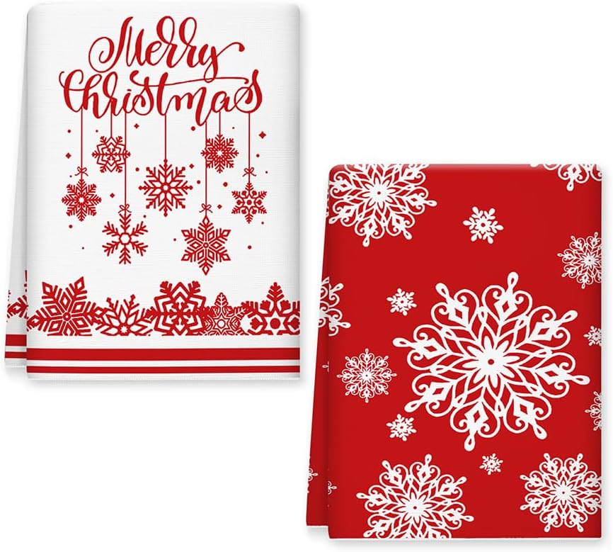 Serviettes de cuisine Red Merry de Noël lot de 2