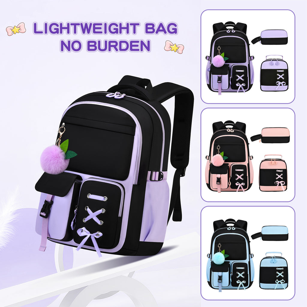 Large Capacity Backpack Three-Piece School Bag Set