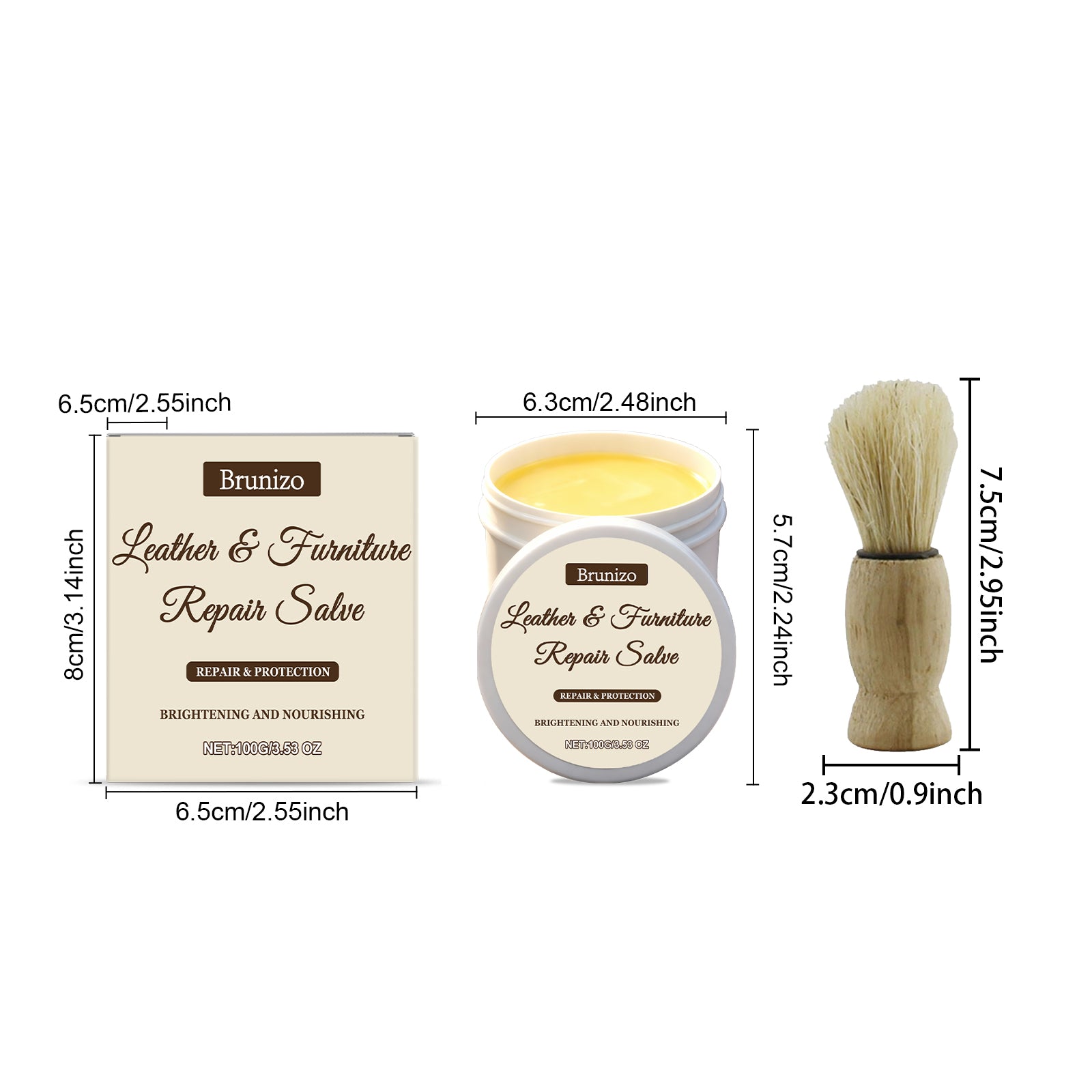 Crème de soins en cuir 1 00g-1 Brush-1box