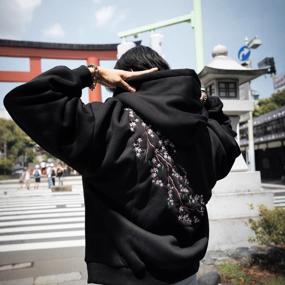 European And American Autumn And Winter Cherry Blossom Chandail à capuche Hommes et femmes Street