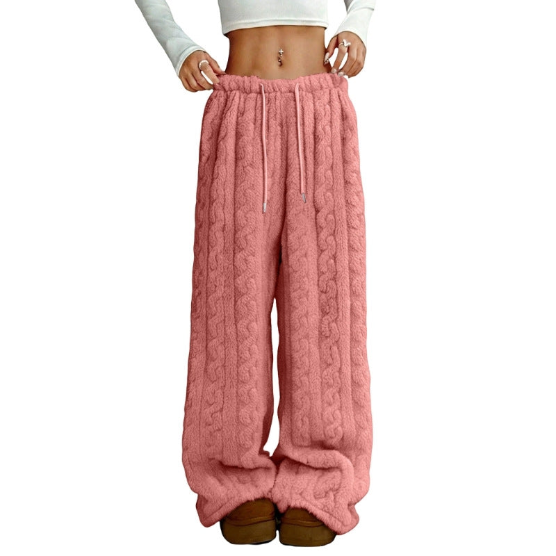 Pantalons en jacquard casual thermique en lace avant
