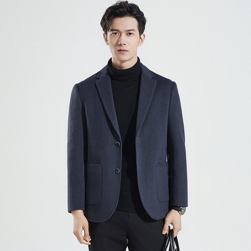 Manteau simple en laine à double face pour les affaires