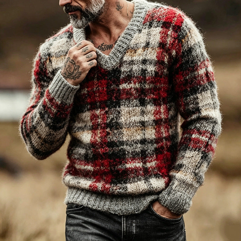 Placage retro Sporty-Casual Chandail tricoté pour hommes