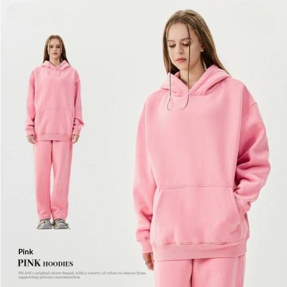 Style américain Trendy Brand Fleece-lined Extra-thick Hoodie and Sweatpants Tracksuit Set