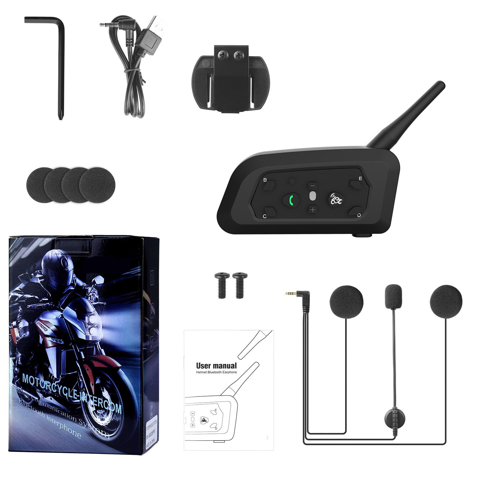 800m Tous les cinq casques de moto Bluetooth Intercom V6pro One Pack