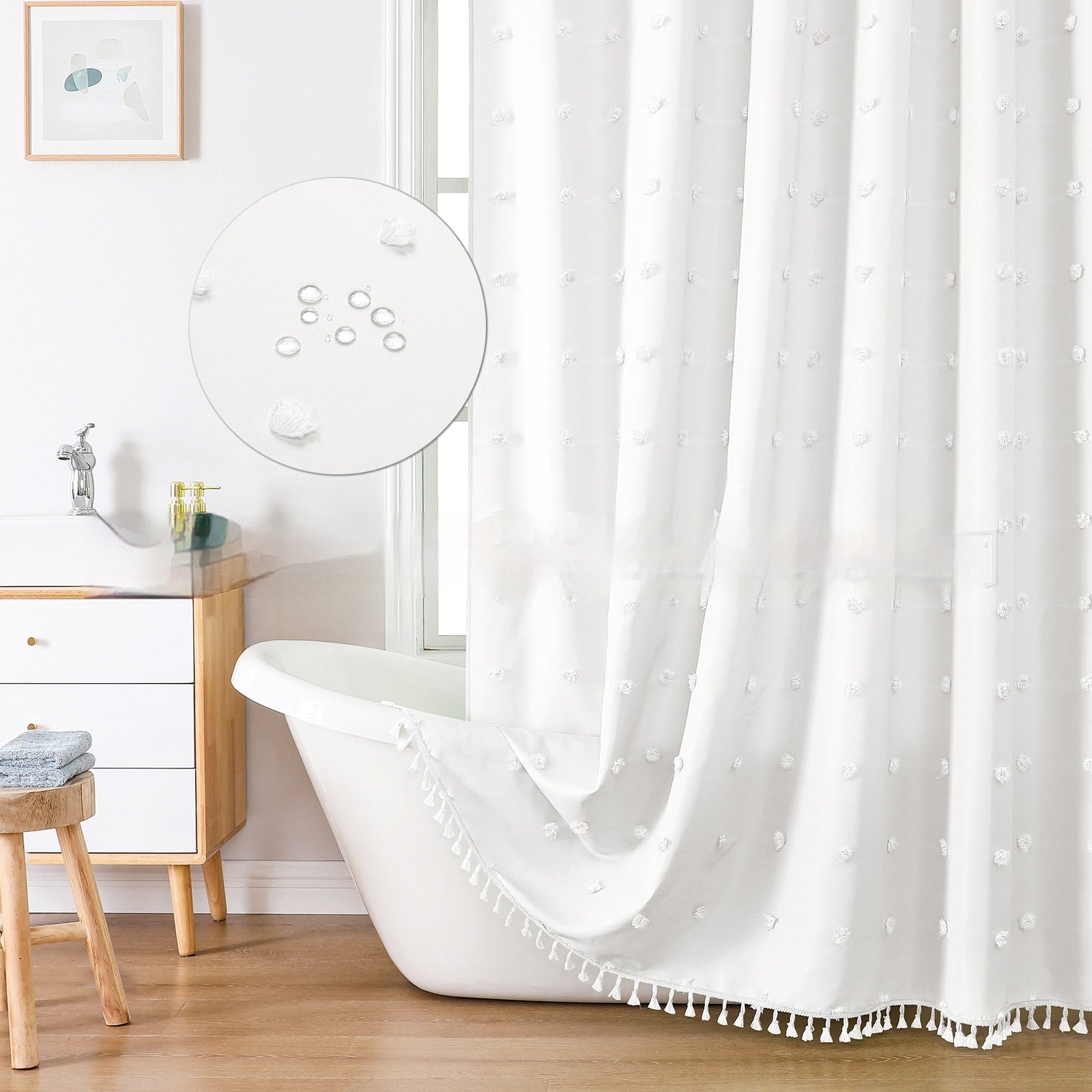 Rideaux de douche simples en polyester Hydrangea coupé