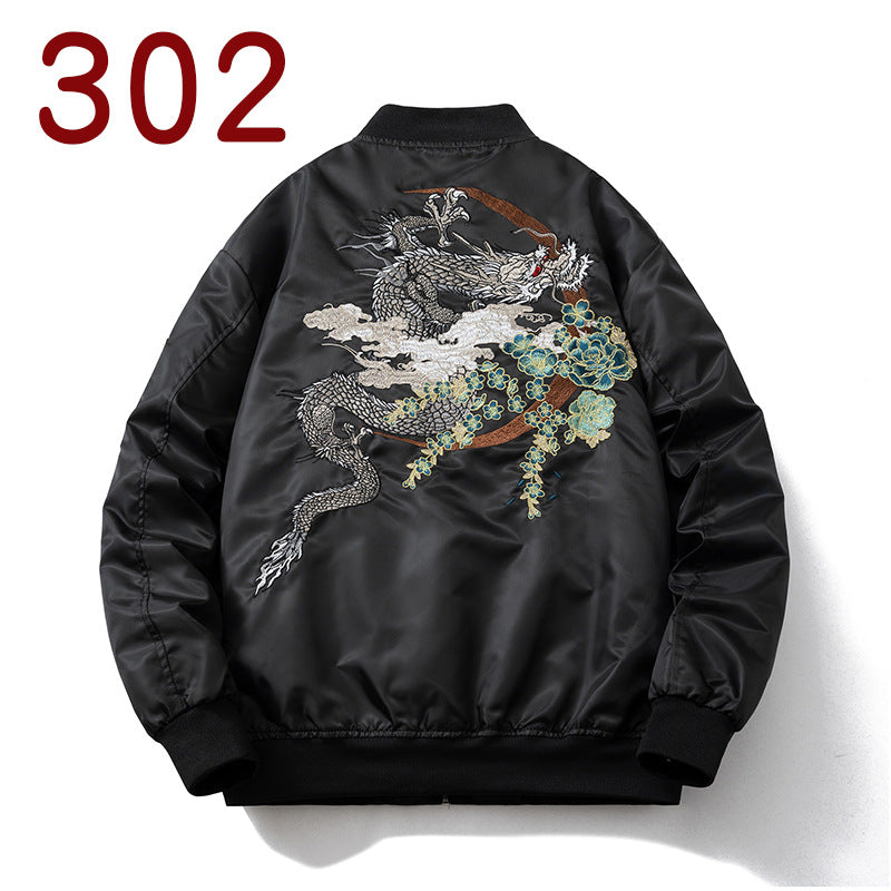 Style national Retro Auspicious Dragon Brodery Veste Hommes Bomber Manteau