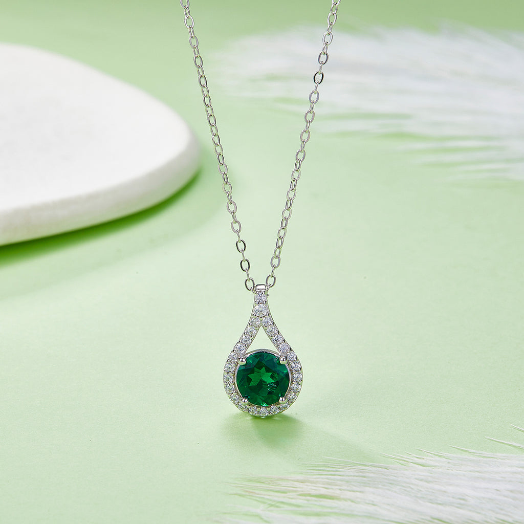 S925 Collier en argent sterling Teardrop Halo