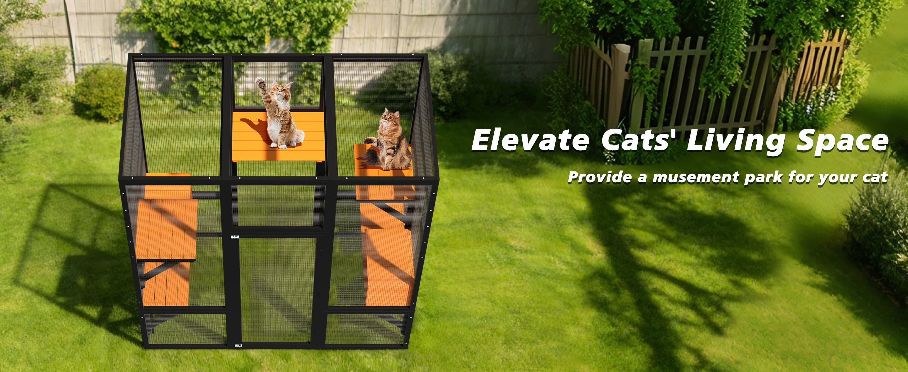 Catio en bois noir de 62.6" pour chats