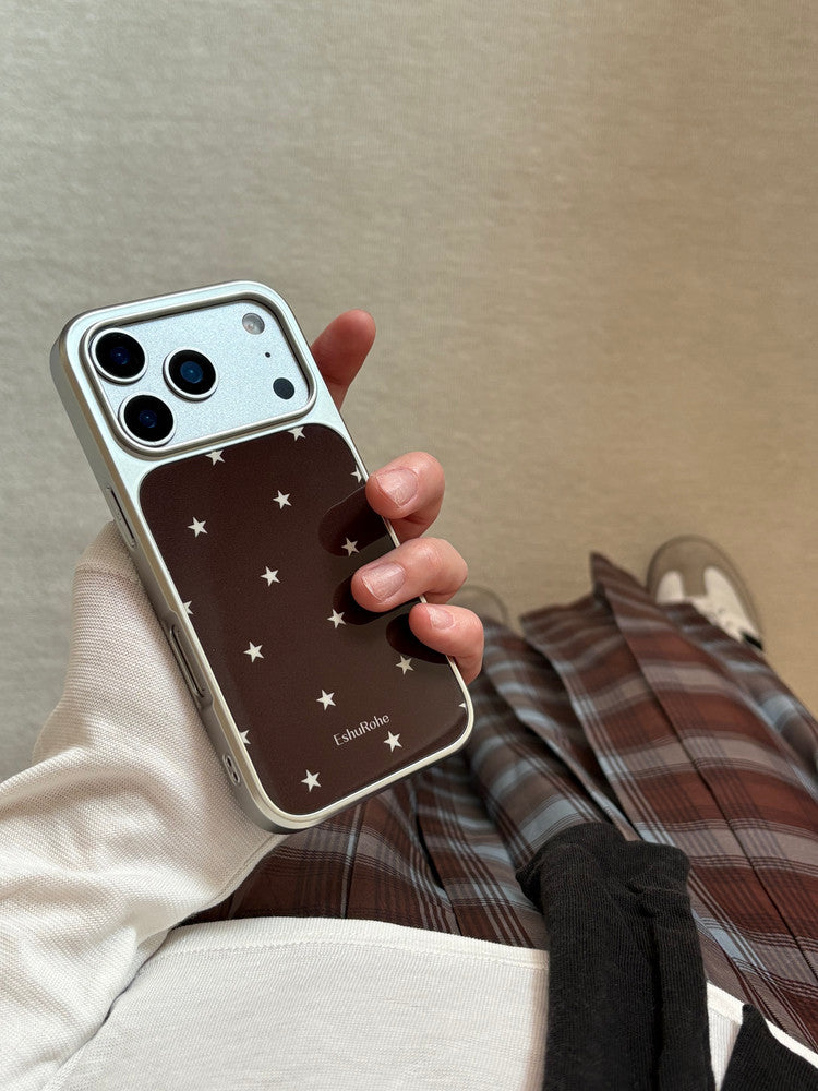 Châtaigne française Brown et Coffee-Colored Star Design Case de téléphone simple