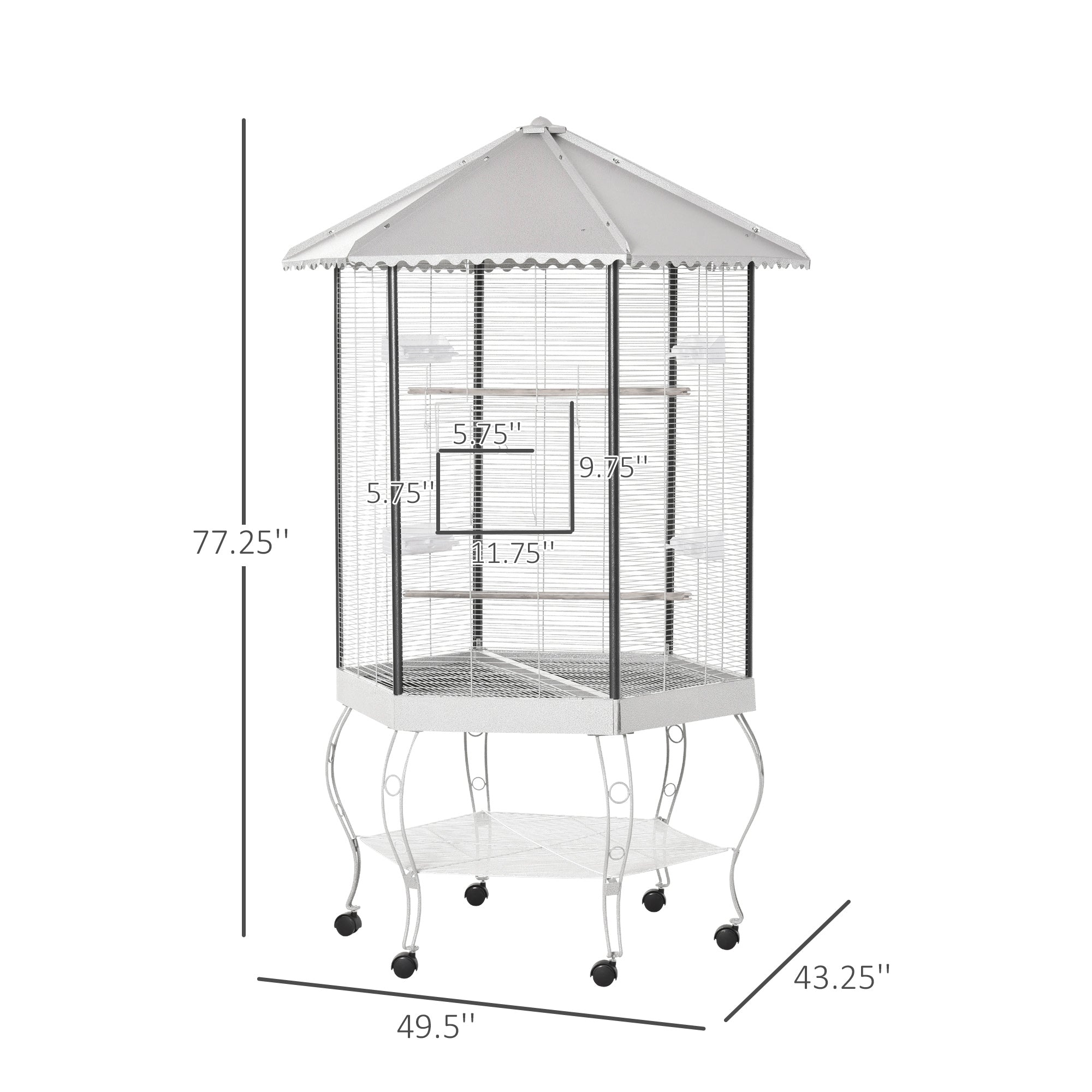 77" Cage d'oiseau de vol Hexagon couvert Canopy Portable Aviaire avec entreposage