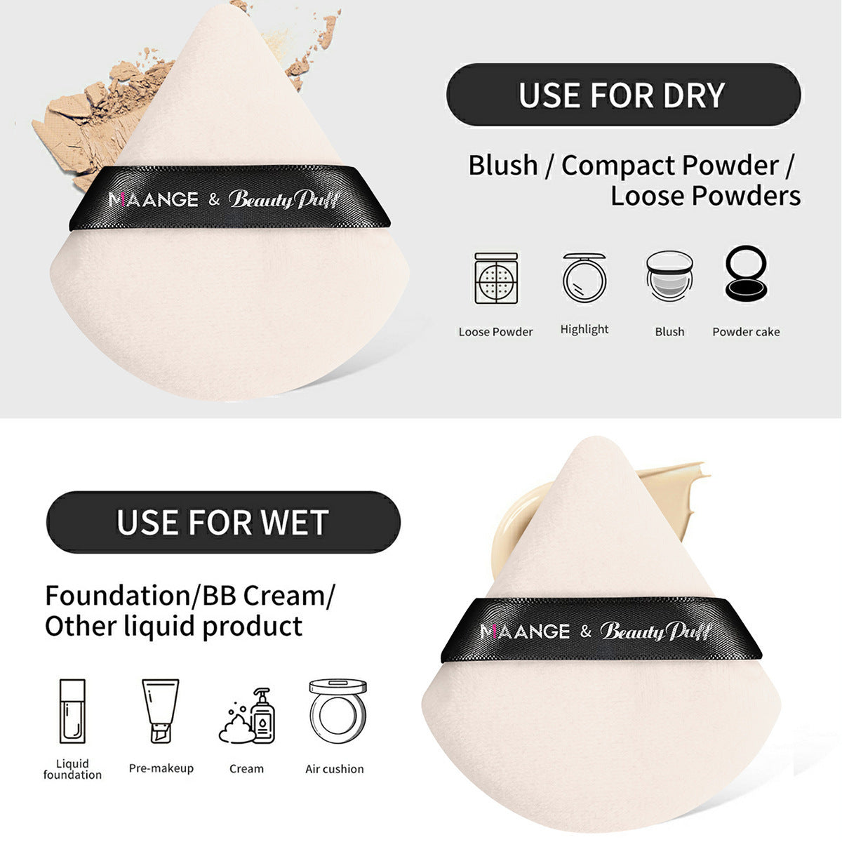 Set de puff en poudre Triangle de brosse de maquillage
