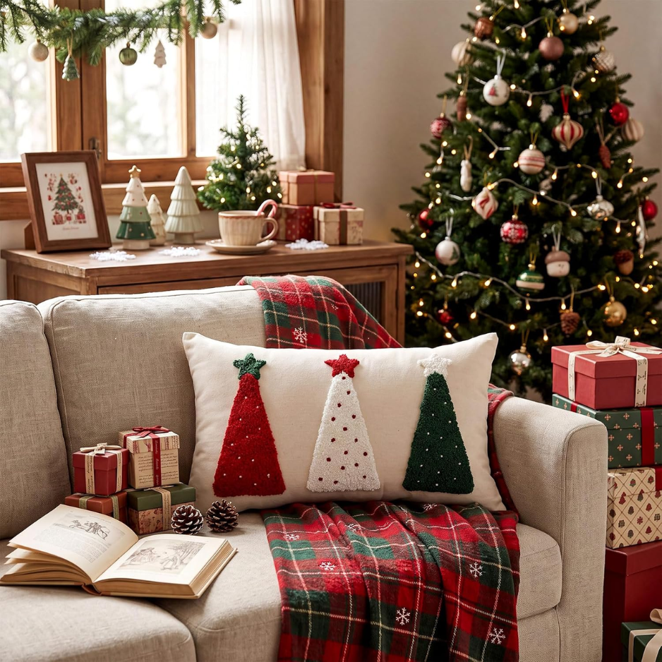 Oreiller de Noël Couvertures 12x20 Arbre de Noël Coque Oreiller Lombaire