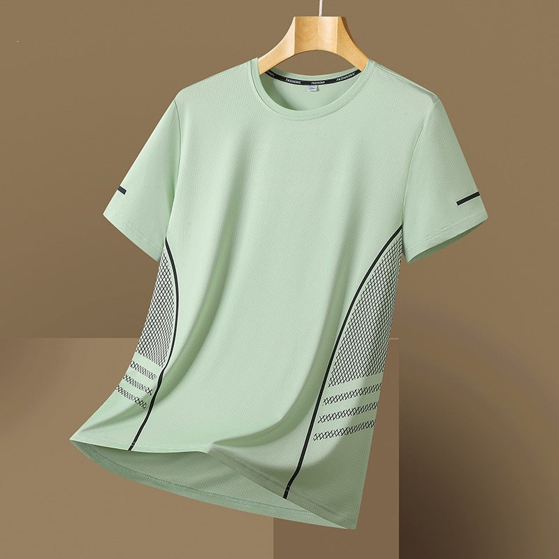 Maille à séchage rapide Maille respirante Imprimé Col d'équipage Tee-shirt en tissu