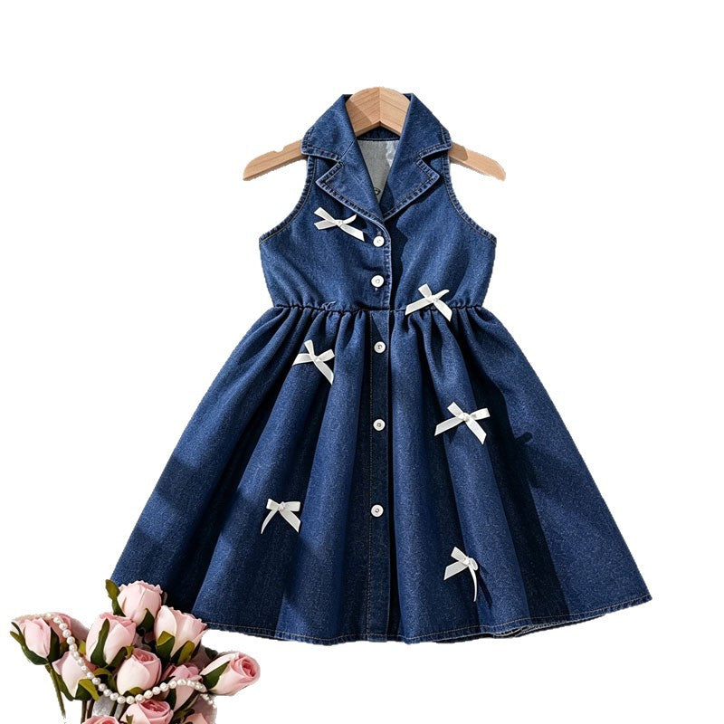 Ensemble de robes Denim Lapel-Style pour filles