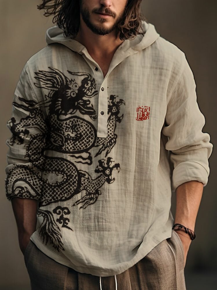 Pull à capuche avec boutons pour hommes