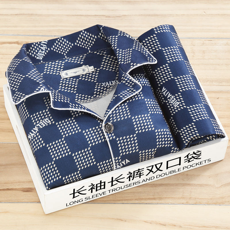 Pyjama Homme Printemps et Automne Vêtements à manches longues